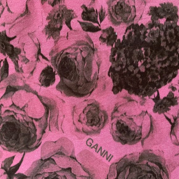 Ganni Floral Print Cotton Poplin Wrap Mini Dress Fits US sz 2-4, tag sz 38 (DE) - Picture 4 of 13